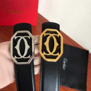 Cartier卡地亚 3.5cm精钢双C镂空金属扣头层牛皮羊纹理腰带 Cartier卡地亚 3.5cm精钢双C镂空金属扣头层牛皮羊纹理腰带